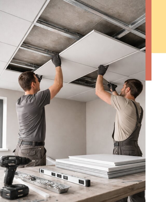 Монтаж кассетного потолка в Красногорске от 4572 руб/м2 — установка и сборка | ОТДЕЛОЧНИК-Крр