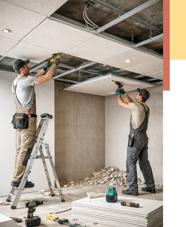 Монтаж акустического потолка в Красногорске от 6605 руб/м2 — быстро и недорого | ОТДЕЛОЧНИК-Крр