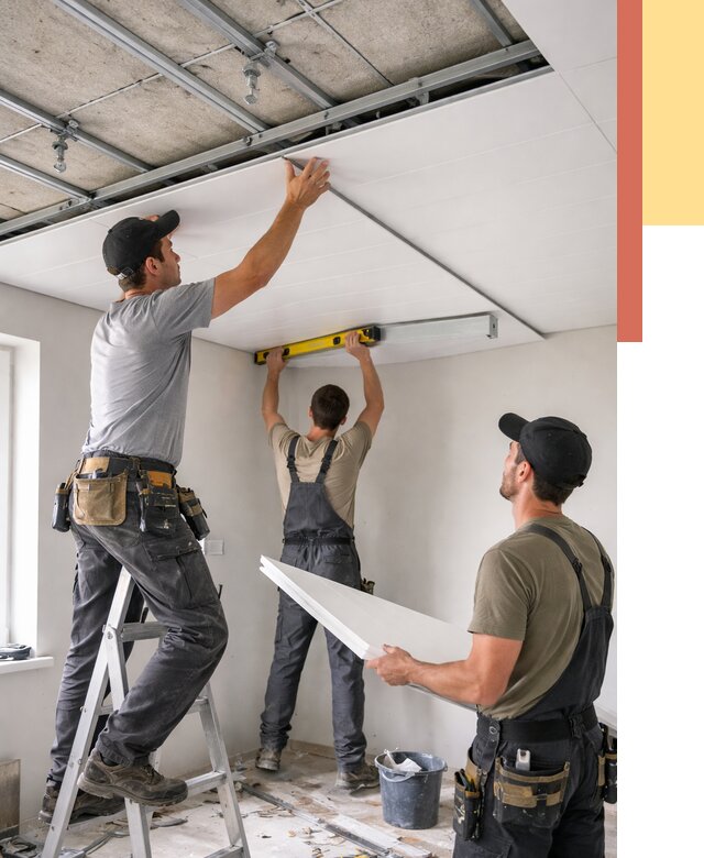 Монтаж потолка из ПВХ панелей в Красногорске от 3556 руб./м2 — быстро и недорого | ОТДЕЛОЧНИК-Крр