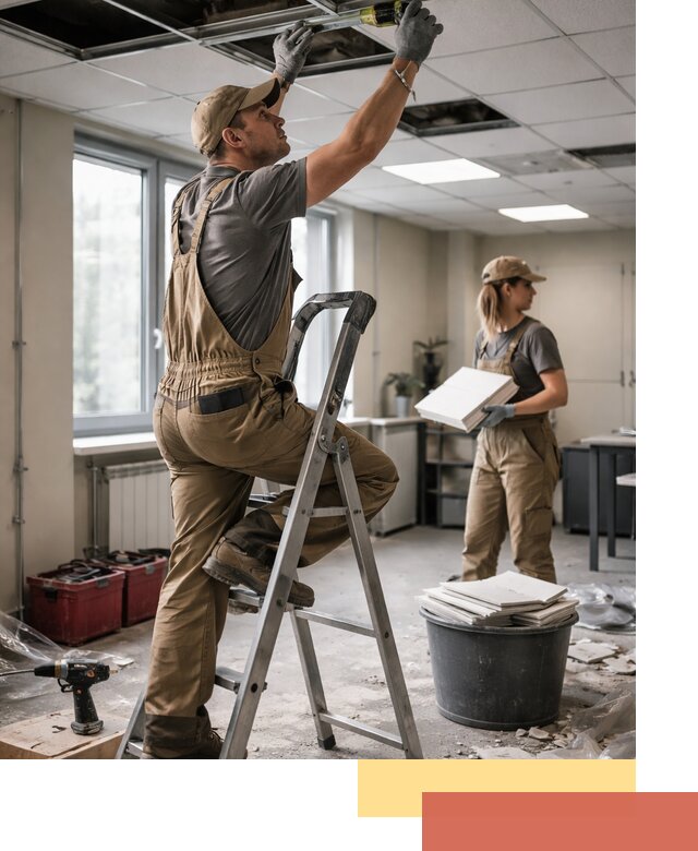 Ремонт потолка Армстронг и замена плит в Красногорске