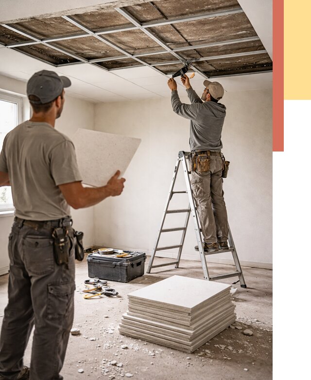 Замена плит подвесного потолка в Красногорске от 1778 руб. быстро и недорого | ОТДЕЛОЧНИК-Крр