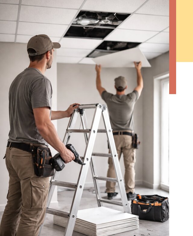 Обслуживание подвесного потолка в Красногорске от 3556 руб. — быстро и недорого | ОТДЕЛОЧНИК-Крр