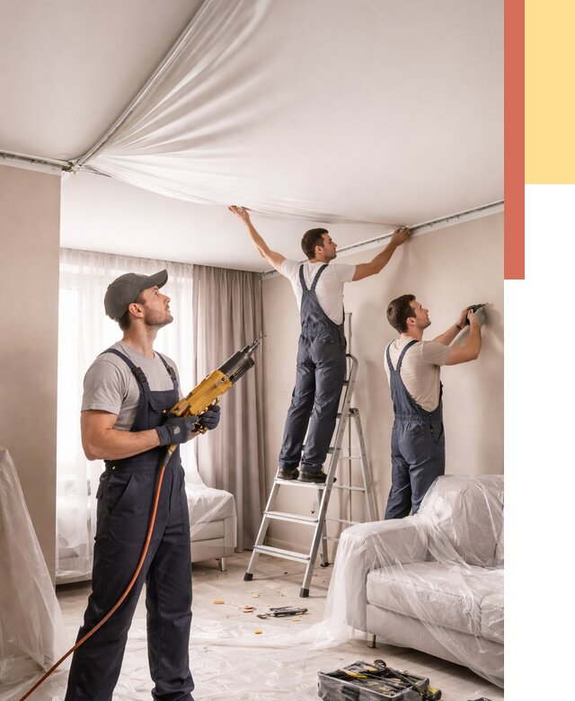 Установка натяжного потолка в Красногорске от 4572 руб. | Быстро и недорого — ОТДЕЛОЧНИК-Крр