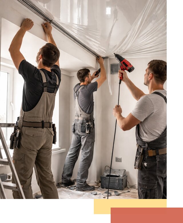 Монтаж глянцевого натяжного потолка в Красногорске быстро и качественно