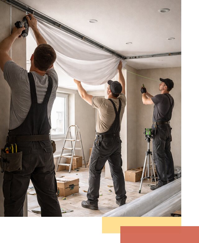 Монтаж парящего натяжного потолка под ключ в Красногорске