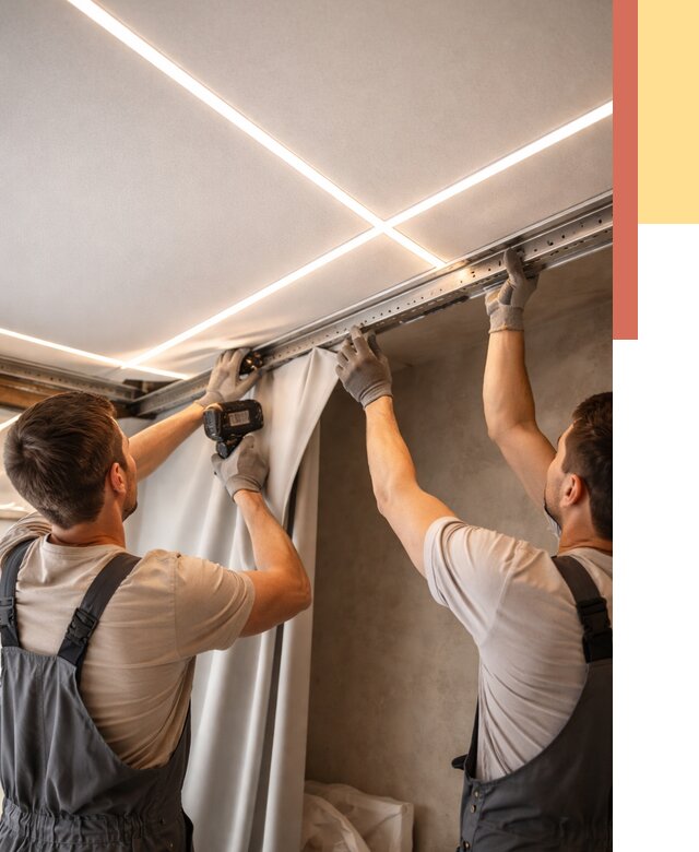 Монтаж натяжного потолка со световыми линиями в Красногорске от 1219 руб. | ОТДЕЛОЧНИК-Крр