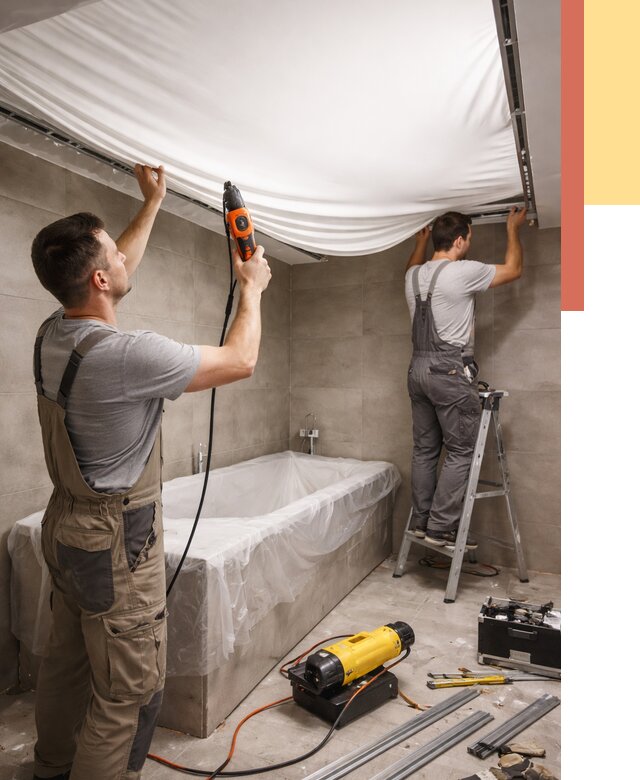 Монтаж натяжного потолка в ванной в Красногорске от 1219 руб. под ключ | ОТДЕЛОЧНИК-Крр