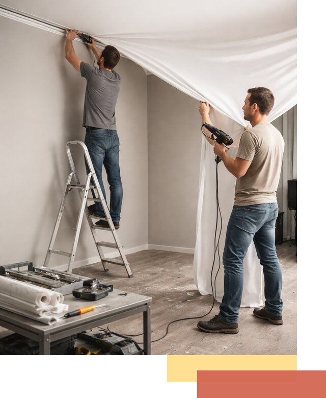 Монтаж натяжного потолка в студии в Красногорске