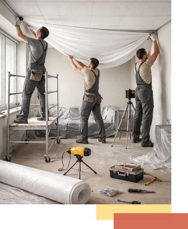 Монтаж натяжного потолка в офисе в Красногорске