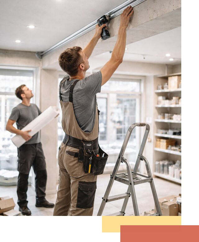 Монтаж натяжных потолков в магазине в Красногорске