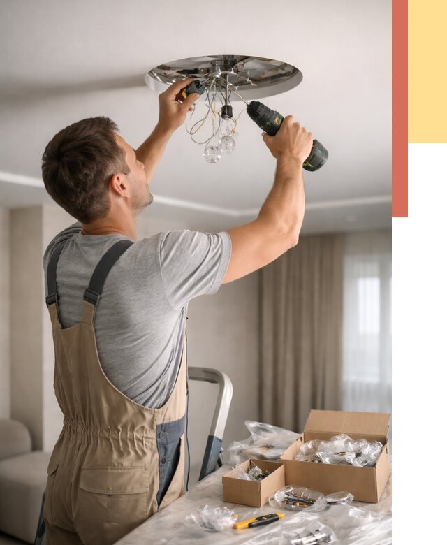 Установка люстры в натяжной потолок в Красногорске от 1219 руб. | Быстро и недорого — ОТДЕЛОЧНИК-Крр