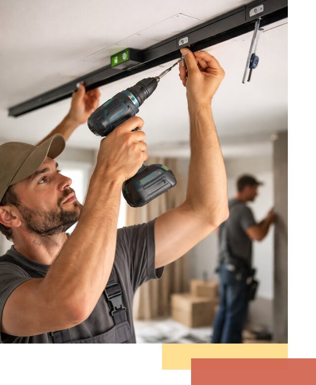 Установка трековых светильников в натяжной потолок в Красногорске