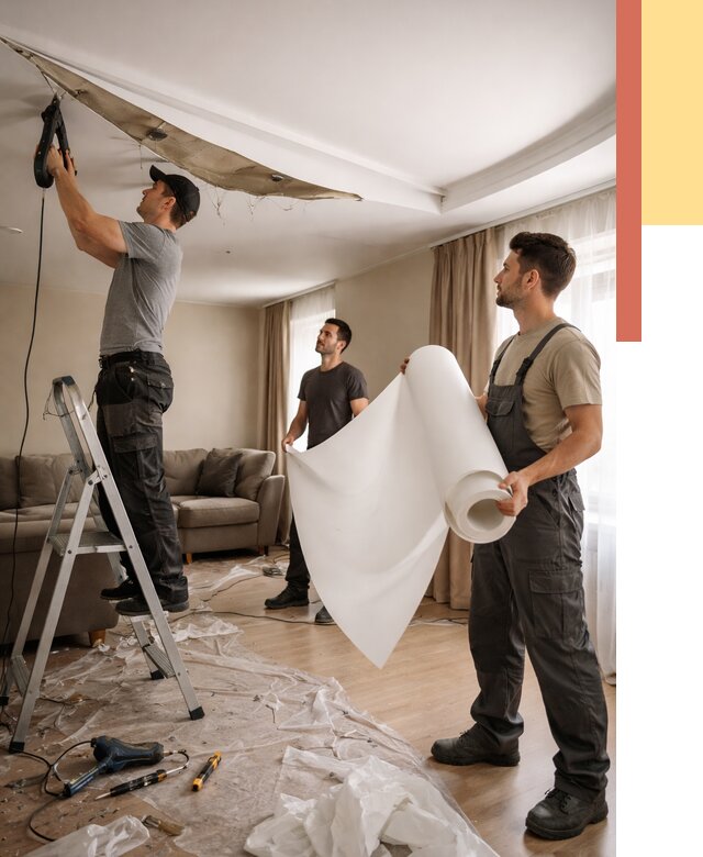 Замена полотна натяжного потолка в Красногорске от 9653 руб. быстро и недорого | ОТДЕЛОЧНИК-Крр