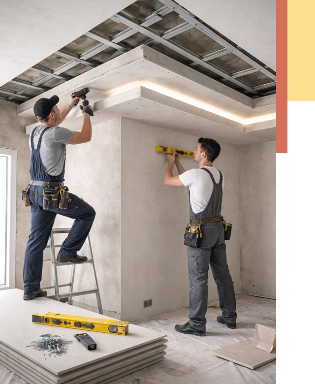 Двухуровневый потолок из гипсокартона в Красногорске от 1473 руб. под ключ | ОТДЕЛОЧНИК-Крр