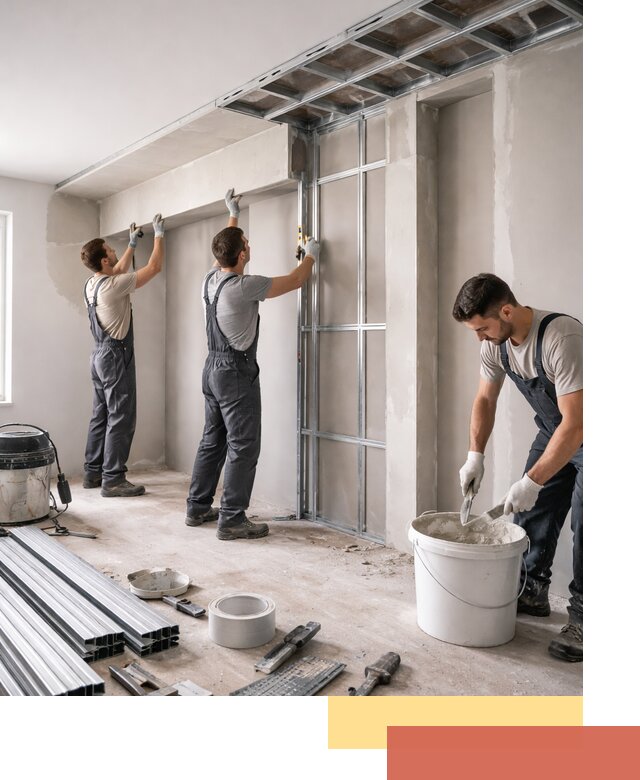 Монтаж потолка из гипсокартона с нишей в Красногорске