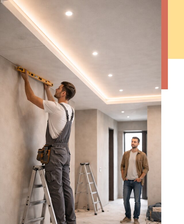 Потолок из гипсокартона с подсветкой в Красногорске от 762 руб./м2 под ключ | ОТДЕЛОЧНИК-Крр