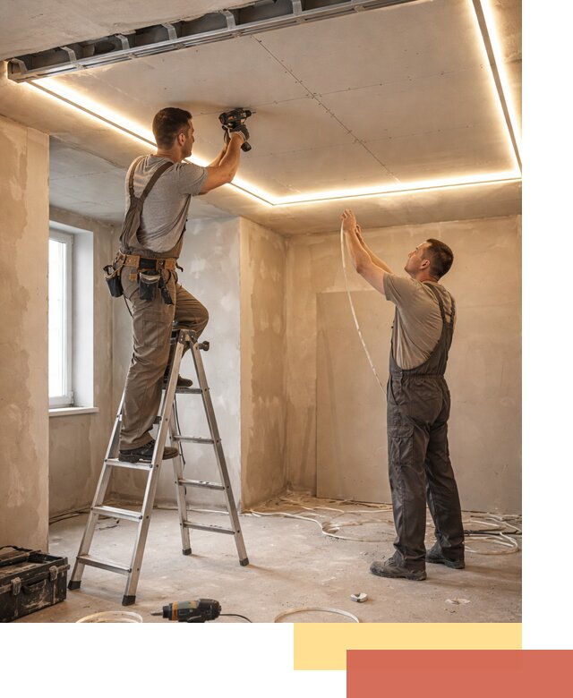 Потолок из гипсокартона с подсветкой в Красногорске