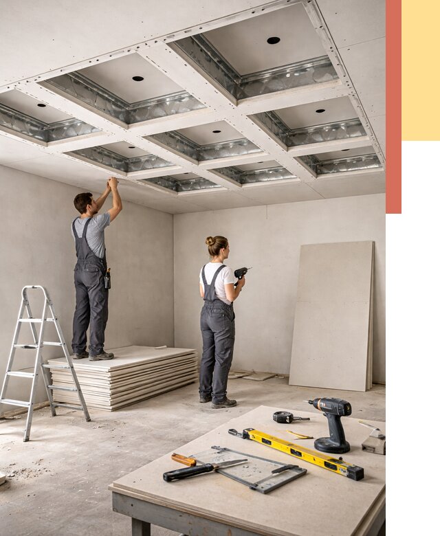 Кессонный потолок из гипсокартона в Красногорске от 1880 руб. — монтаж и под ключ | ОТДЕЛОЧНИК-Крр