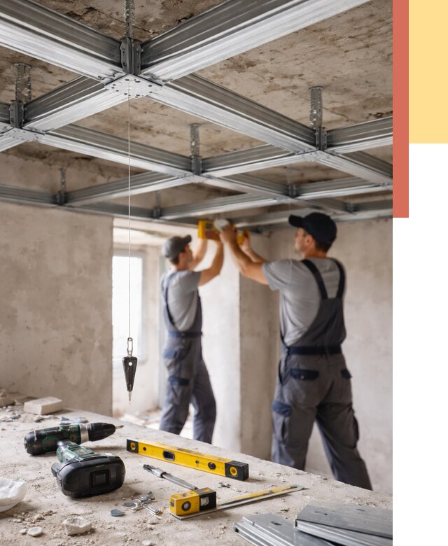 Монтаж каркаса потолка из профиля в Красногорске от 4572 руб. — услуги ОТДЕЛОЧНИК-Крр