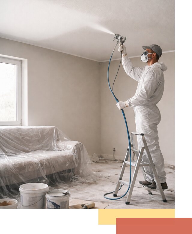 Покраска потолка краскопультом в Красногорске быстро и качественно